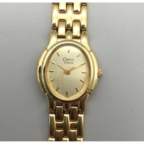 Caravelle by Bulova Ladies Watch Vintage Mechanical Gold Tone Bracelet Oval Dial Vintage Tiny Caravelle by Bulova Watch | Ladies Oval Dial  main image 4